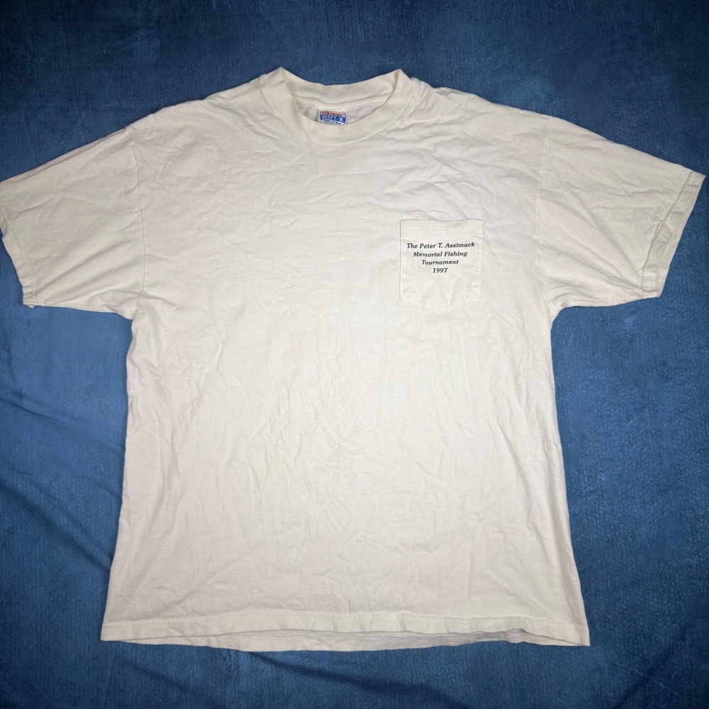Vintage 1997 Hanes Beefy-T Fishing Tournament Shirt XL Tarpon Springs Florida